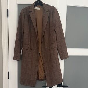 French Mauve Plaid Brown Trench Coat
